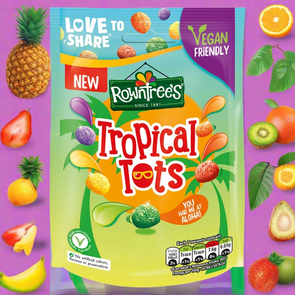 Rowntree's Tropical Tots Vegan Friendly Sweets Sharing Bag 140g