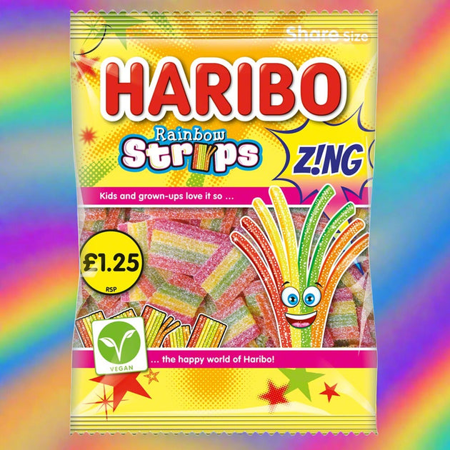 Buy Haribo Rainbow Strips PM £1.25 at SnacksOnline.co.uk | Snacks Online