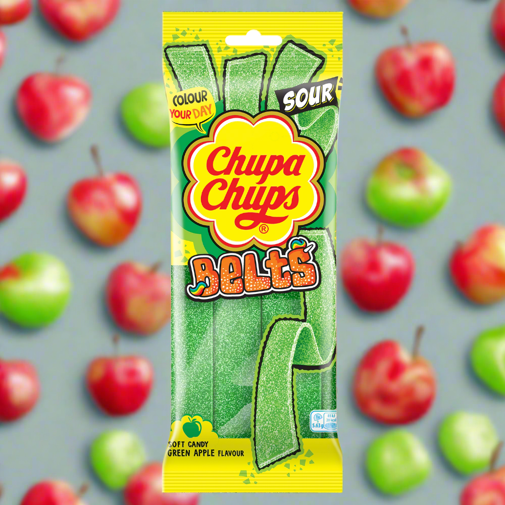 Chupa Chups Sour Apple Belts Pack 90g