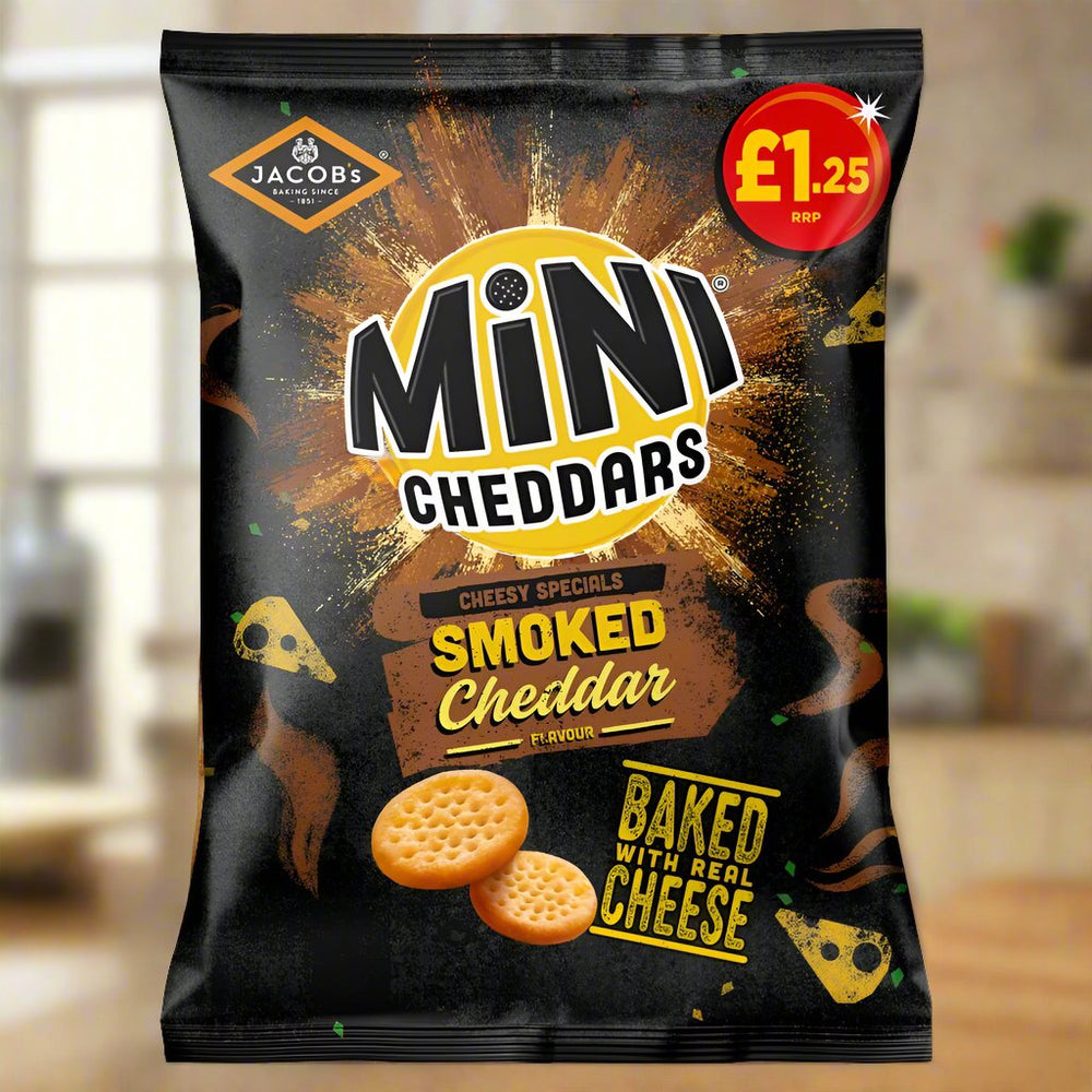 Jacob's Mini Cheddars Smoked Cheddar Baked Snacks 90g PMP £1.25