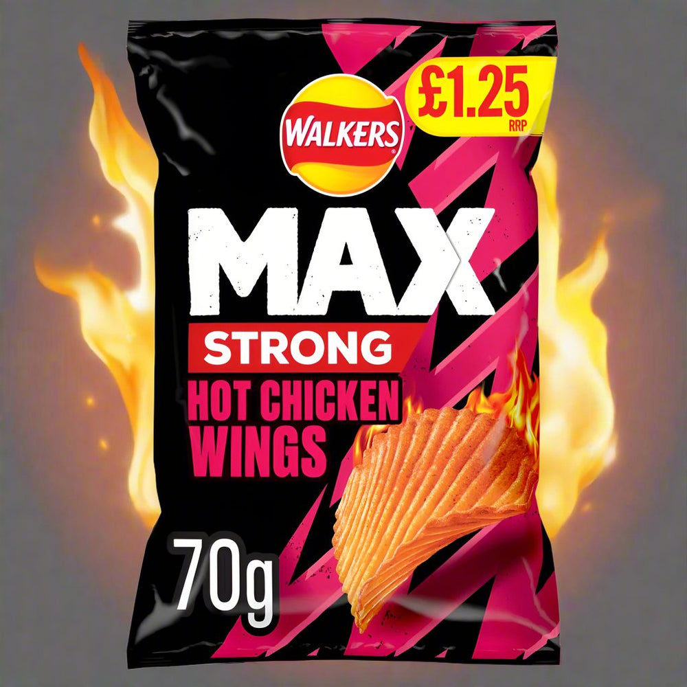 Walkers Max Strong Hot Chicken Wings Crisps £1.25 RRP PMP 70g