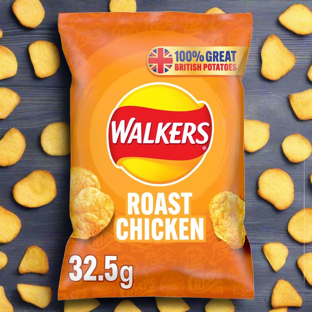 Walkers Roast Chicken Crisps 32.5g Single Bag