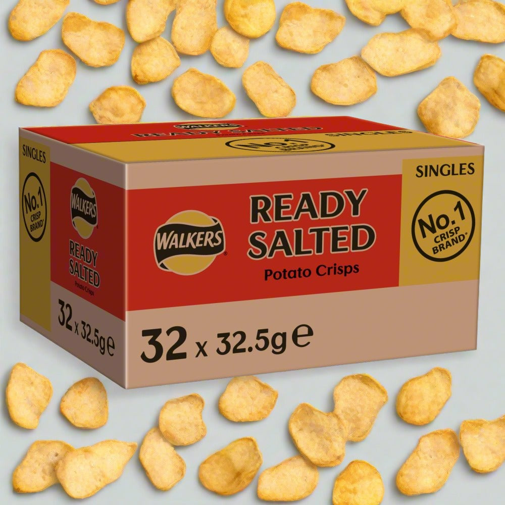 Walkers Ready Salted Crisps 32.5g Full Box Of 32