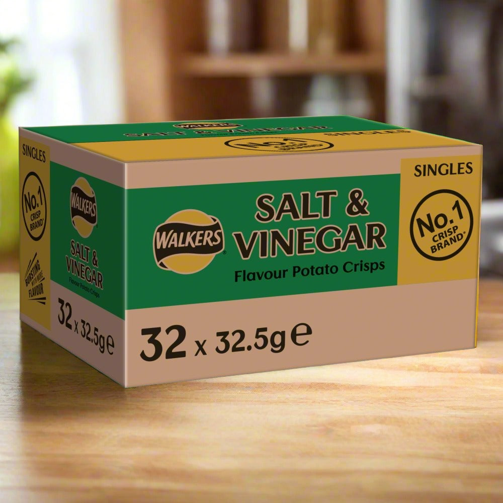 Walkers Salt & Vinegar Crisps 32.5g Full Box Of 32