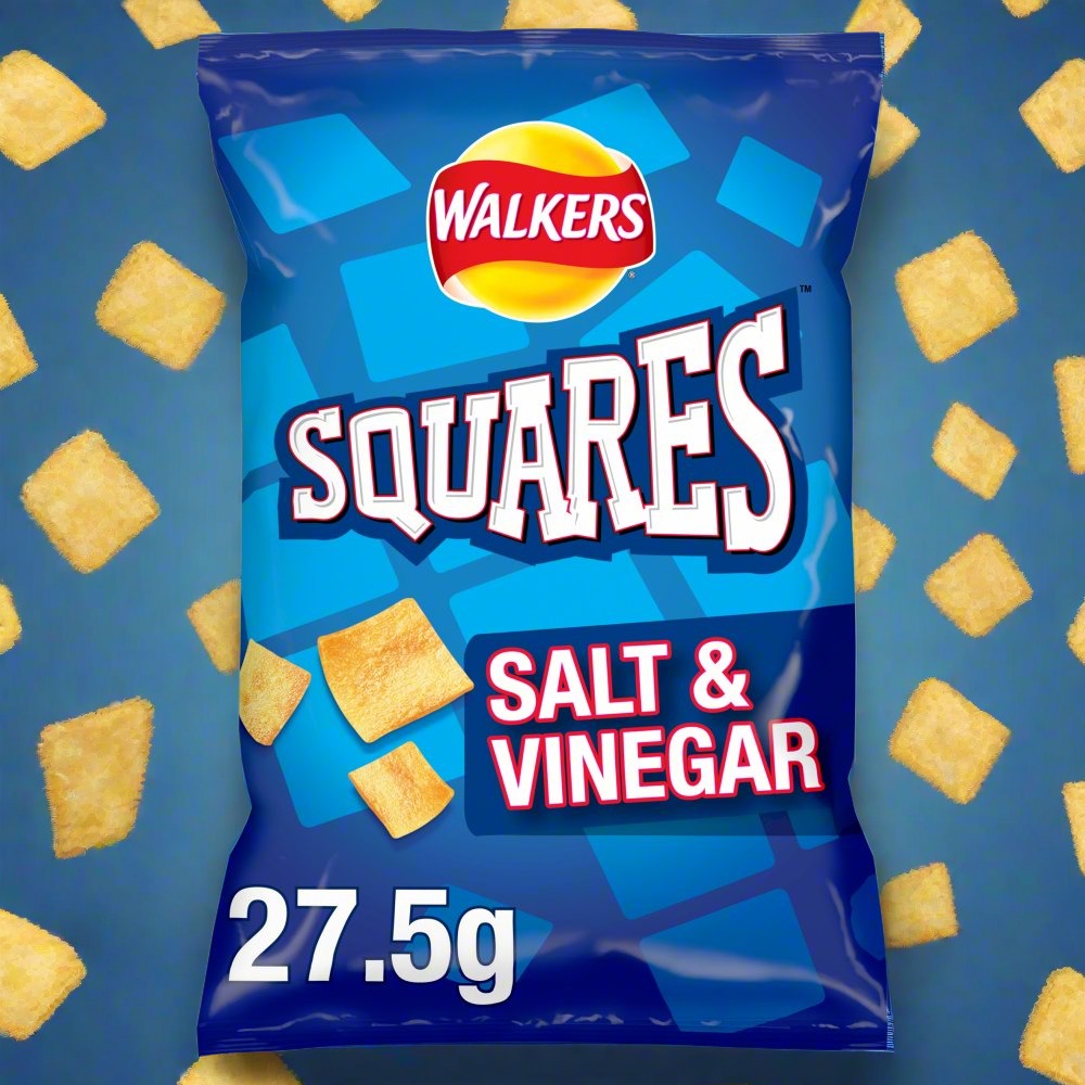 Walkers Squares Salt & Vinegar Snacks Crisps 27.5g Single Bag