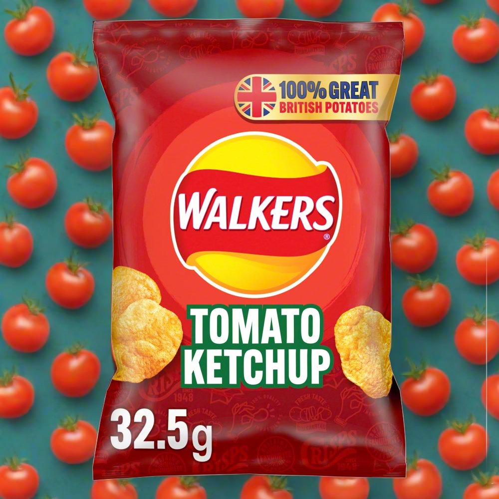 Walkers Tomato Ketchup Crisps 32.5g Single Bag