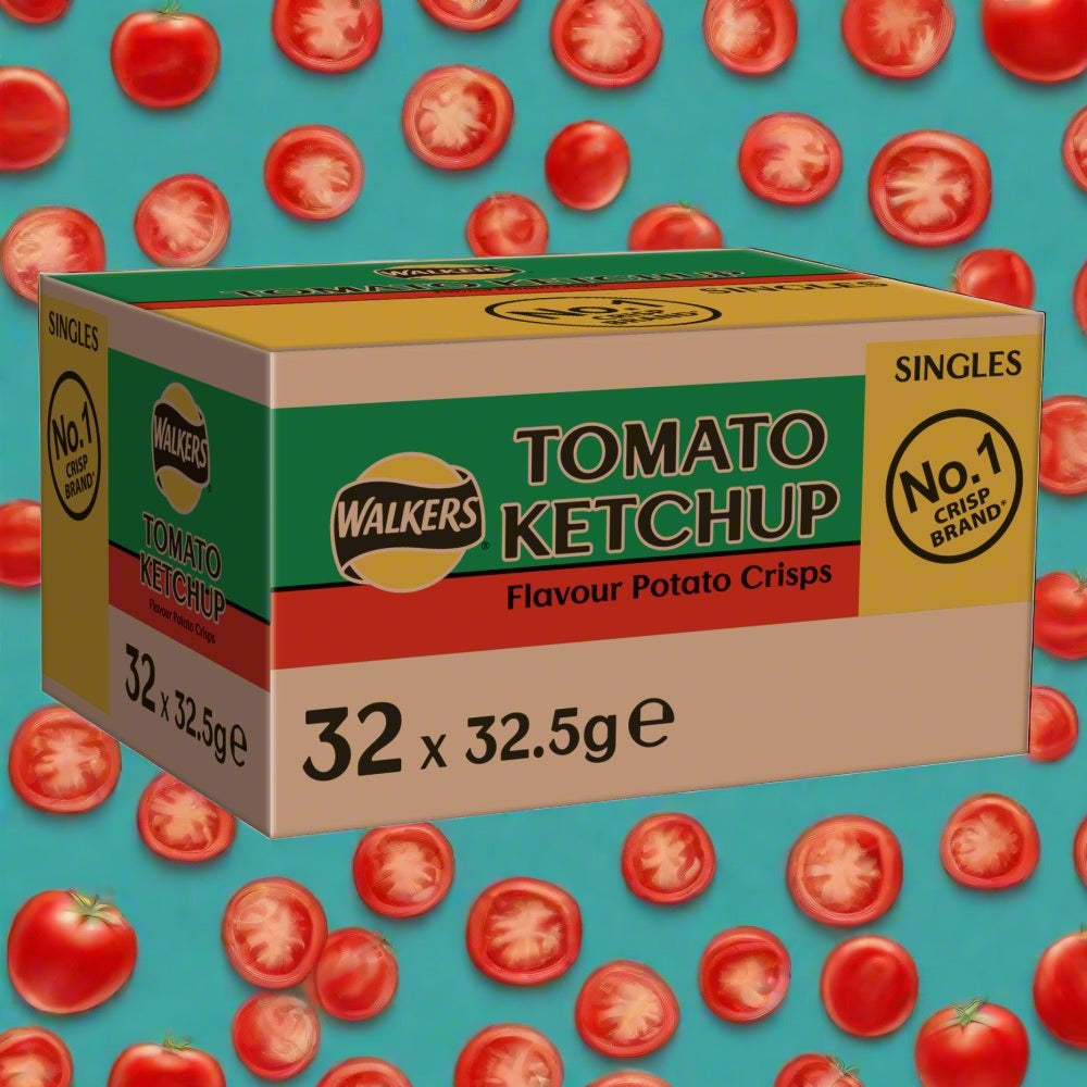 Walkers Tomato Ketchup Crisps 32.5g Full Box Of 32