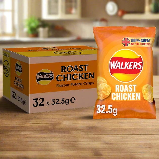 Buy Walkers Roast Chicken Crisps 32.5g Full Box Of 32 at SnacksOnline ...