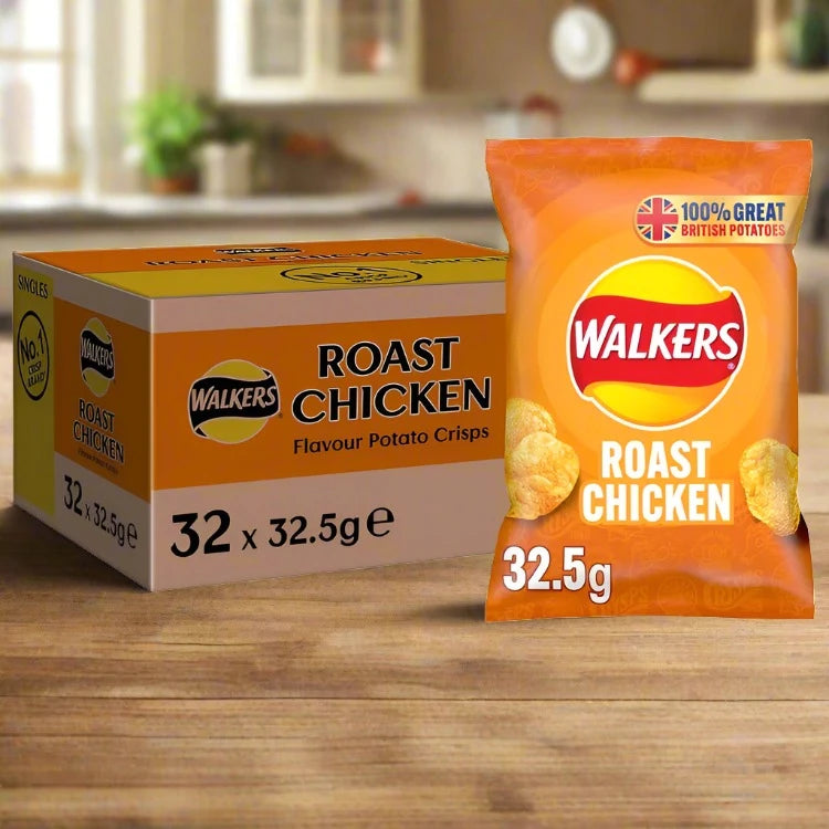 Walkers Roast Chicken Crisps 32.5g Full Box Of 32