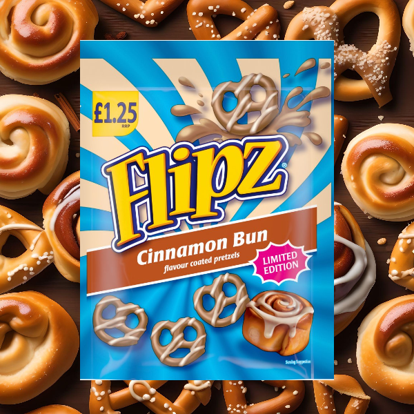 Flipz Cinnamon Bun Flavour Coated Pretzel Snacks £1.25 PMP, 80g