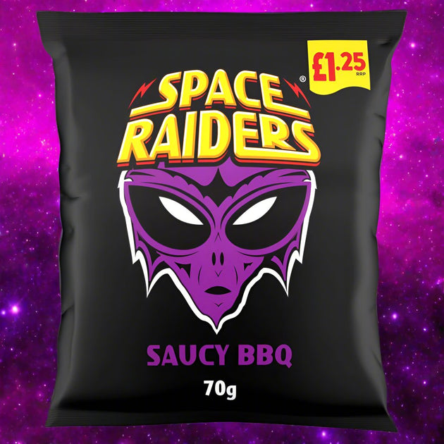 Buy Space Raiders Saucy BBQ Crisps 70g, £1.25 PMP at SnacksOnline.co.uk ...