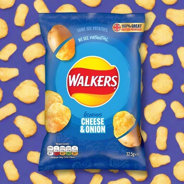 Walkers Cheese & Onion Crisps 32.5g Single Bag