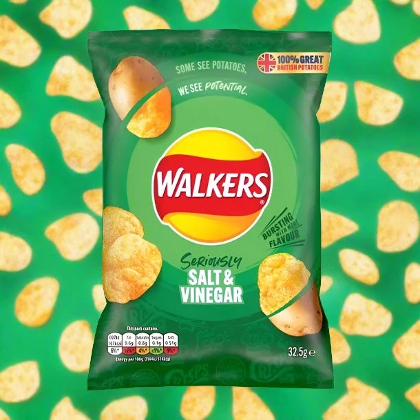  Walkers Salt & Vinegar Crisps 32.5g Single Bag