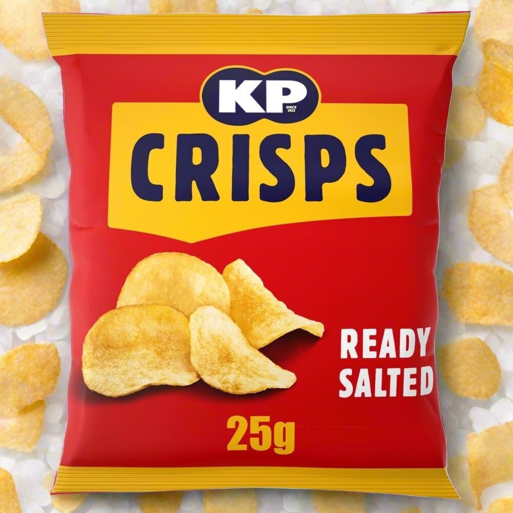 KP Ready Salted Crisps 25g Full Box (48 Pack)