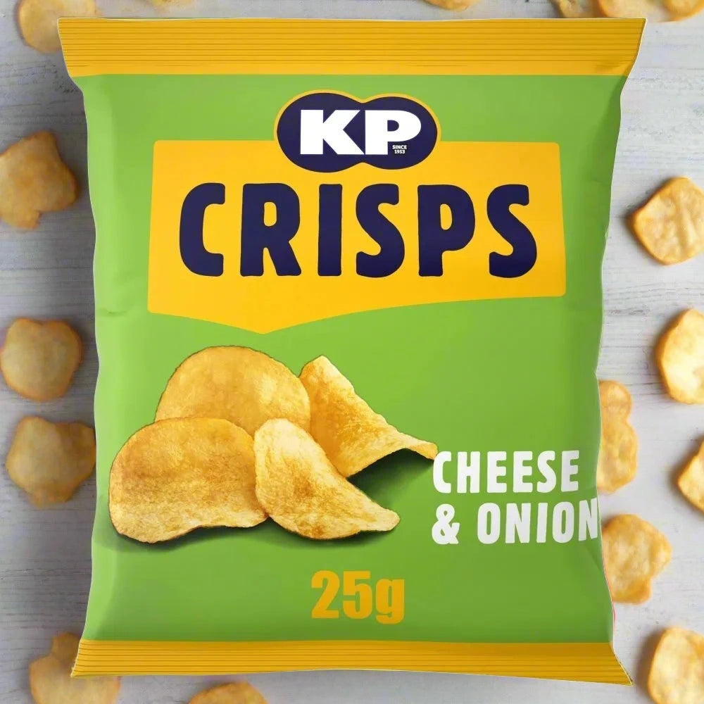 KP Cheese & Onion Crisps 25g Full Box (48 Pack)